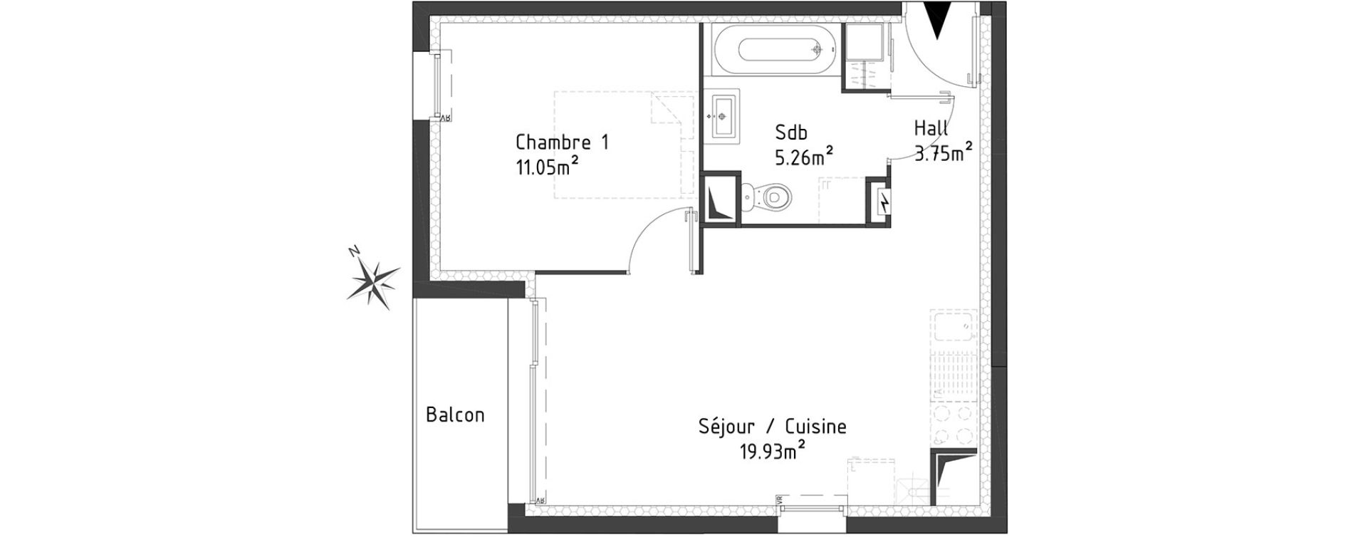 Appartement T2 de 39,99 m2 &agrave; Templeuve Centre