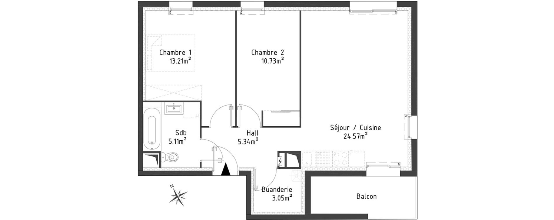 Appartement T3 de 62,01 m2 &agrave; Templeuve Centre