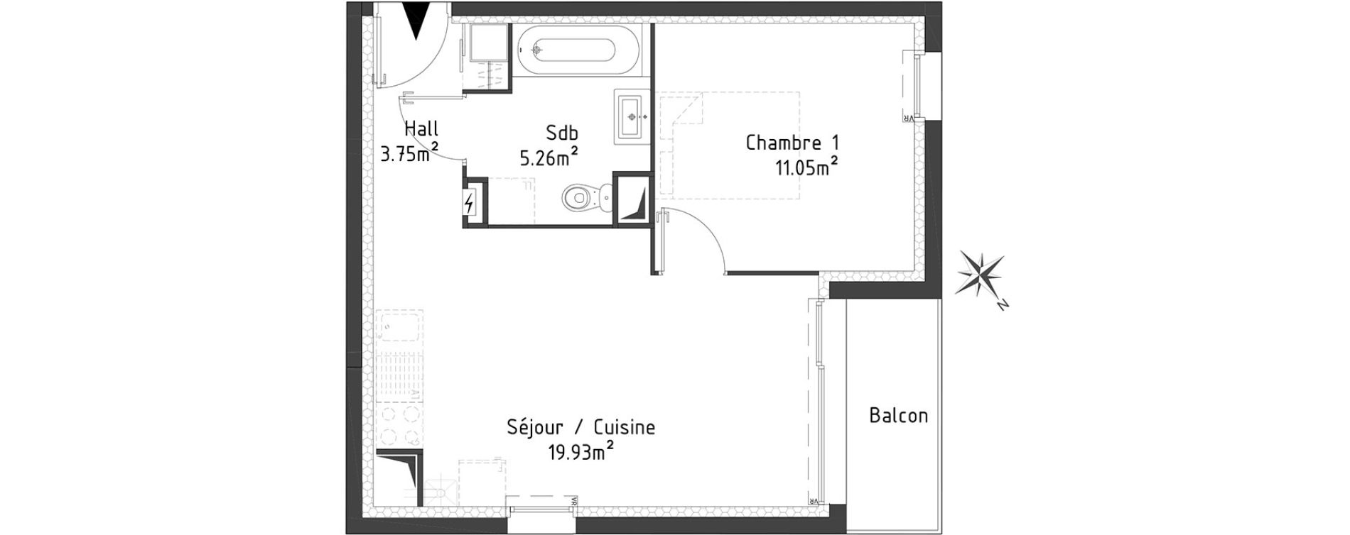 Appartement T2 de 39,99 m2 &agrave; Templeuve Centre