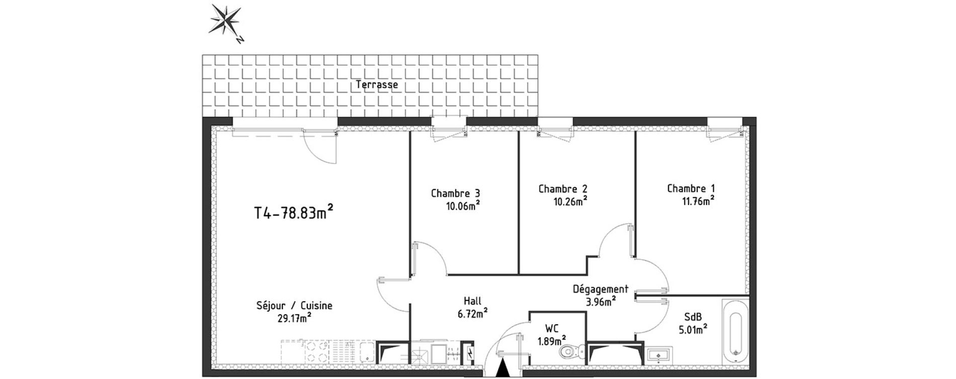 Appartement T4 de 78,83 m2 &agrave; Templeuve Centre