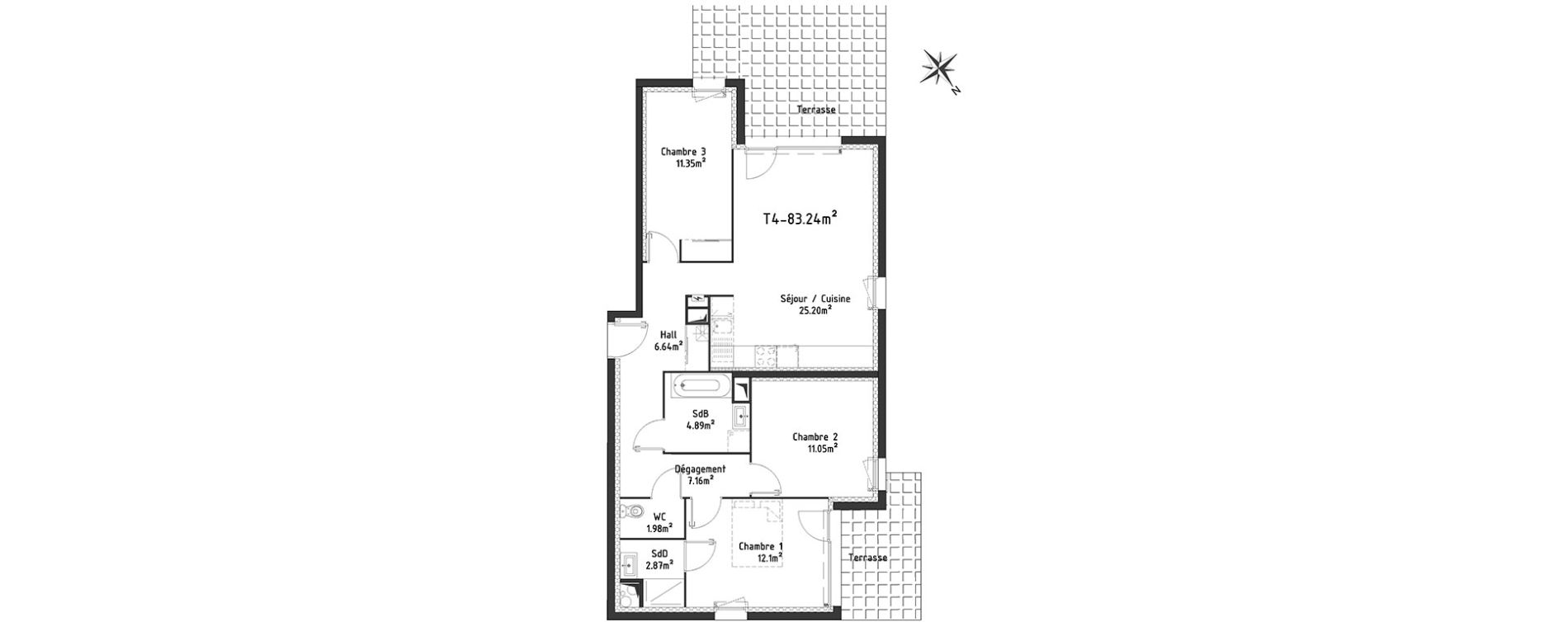 Appartement T4 de 83,24 m2 &agrave; Templeuve Centre