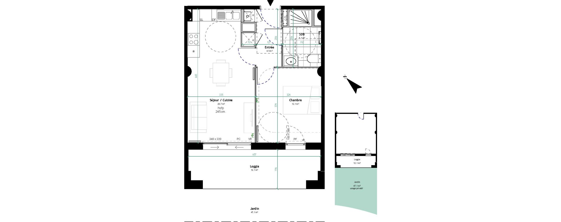 Appartement T2 de 42,40 m2 &agrave; Tourcoing Gambetta