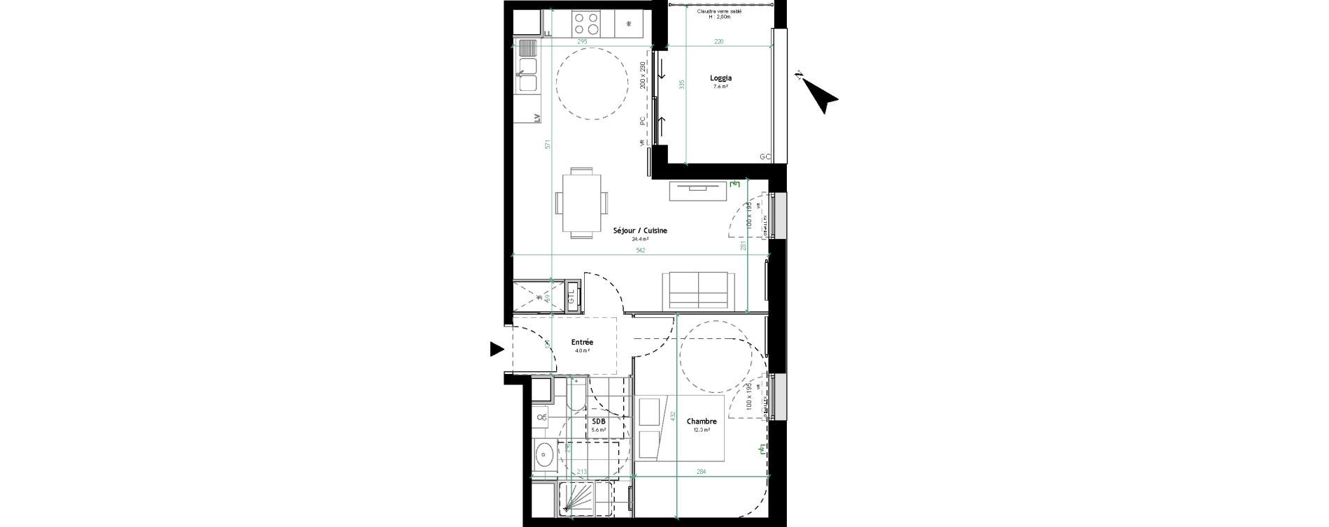 Appartement T2 de 46,30 m2 &agrave; Tourcoing Gambetta