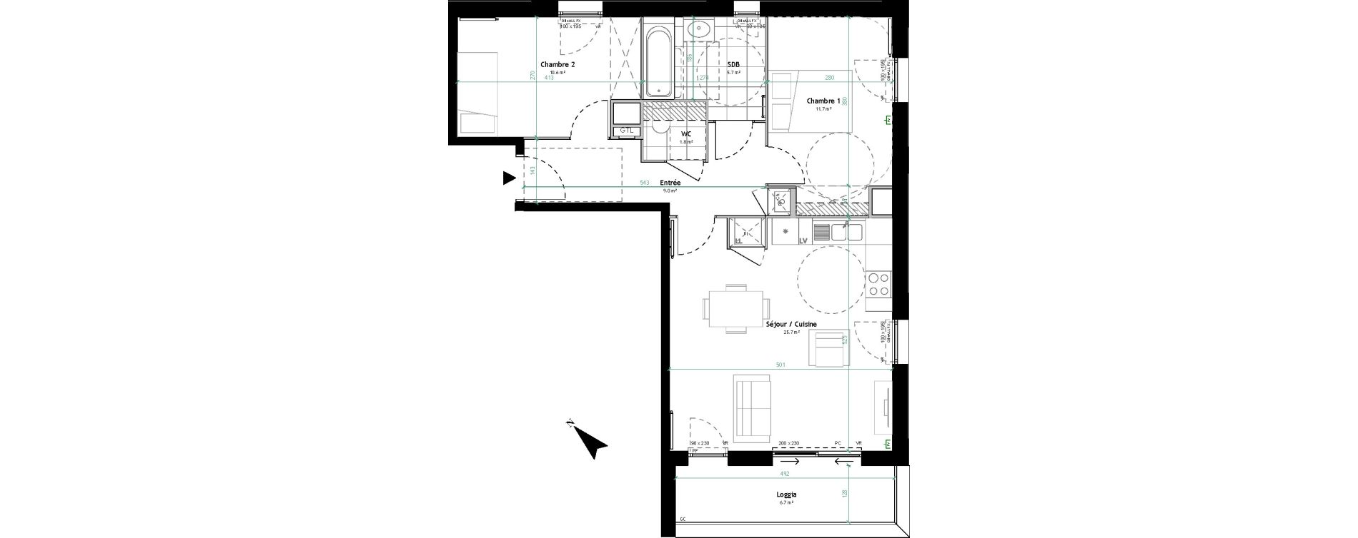 Appartement T3 de 64,50 m2 &agrave; Tourcoing Gambetta