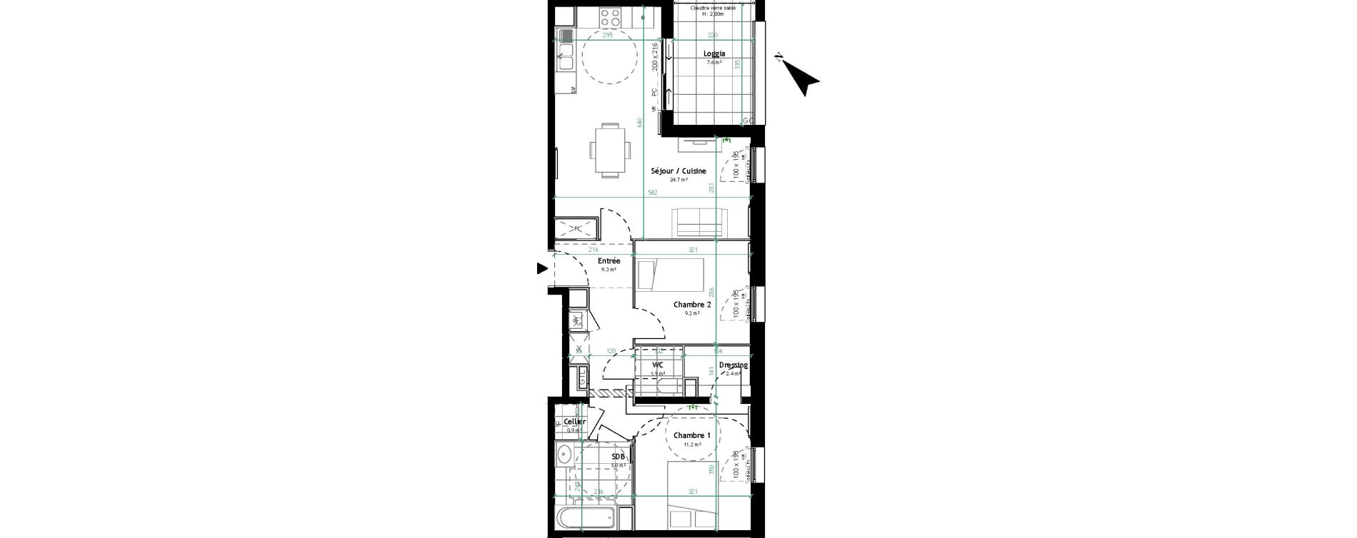 Appartement T3 de 64,60 m2 &agrave; Tourcoing Gambetta