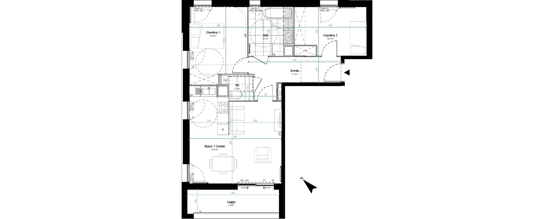 Appartement T3 de 64,70 m2 &agrave; Tourcoing Gambetta