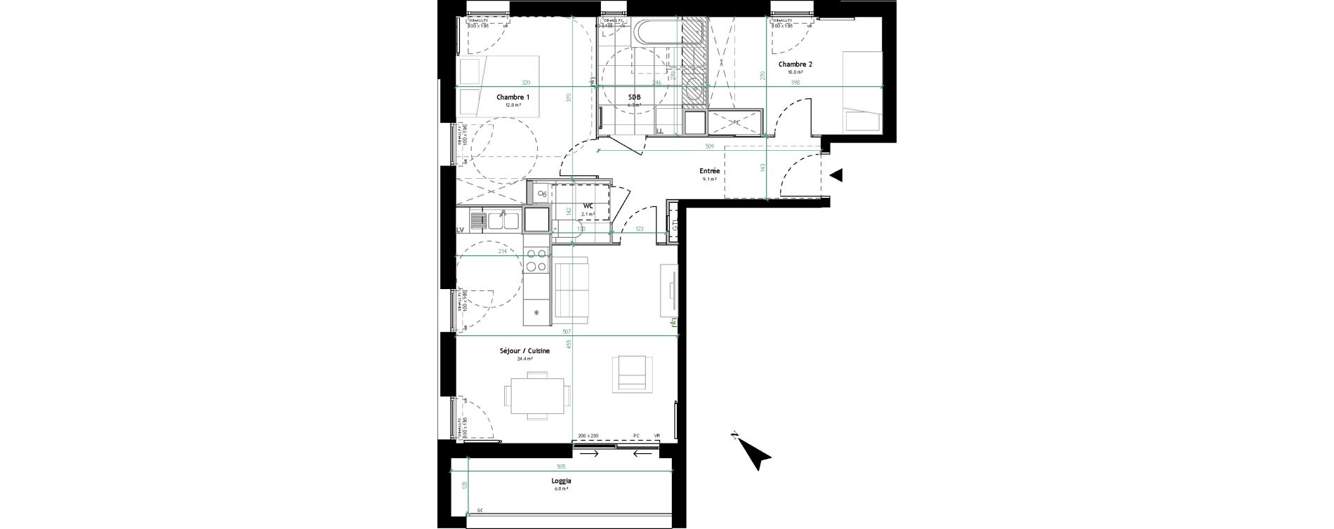 Appartement T3 de 64,70 m2 &agrave; Tourcoing Gambetta