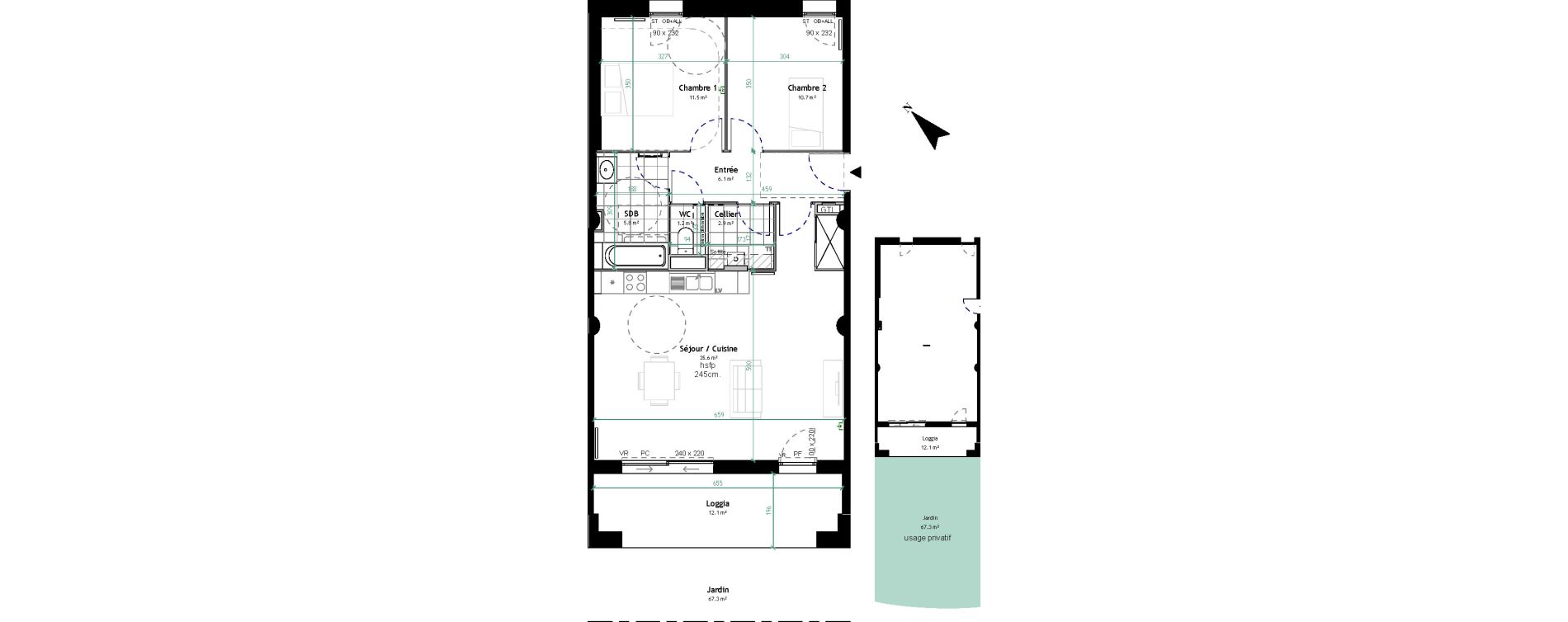 Appartement T3 de 73,80 m2 &agrave; Tourcoing Gambetta