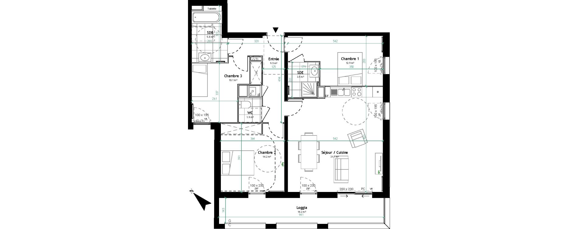 Appartement T4 de 89,00 m2 &agrave; Tourcoing Gambetta