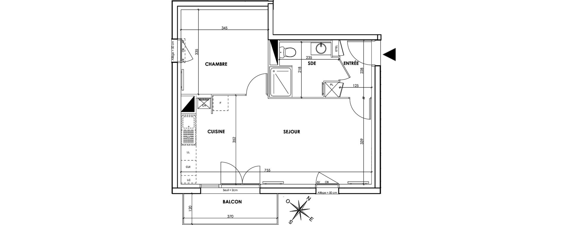 Appartement T2 de 45,33 m2 &agrave; Tourcoing Clinquet - bois d achelles