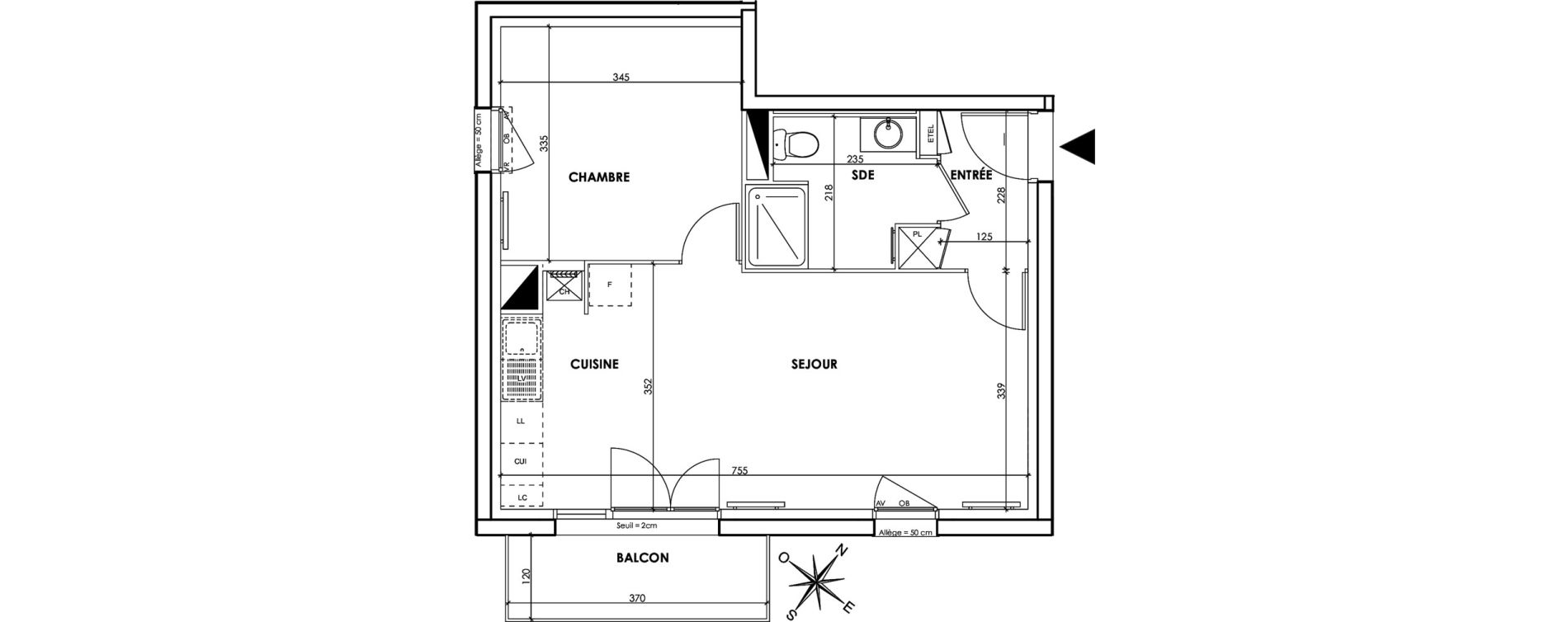 Appartement T2 de 45,33 m2 &agrave; Tourcoing Clinquet - bois d achelles