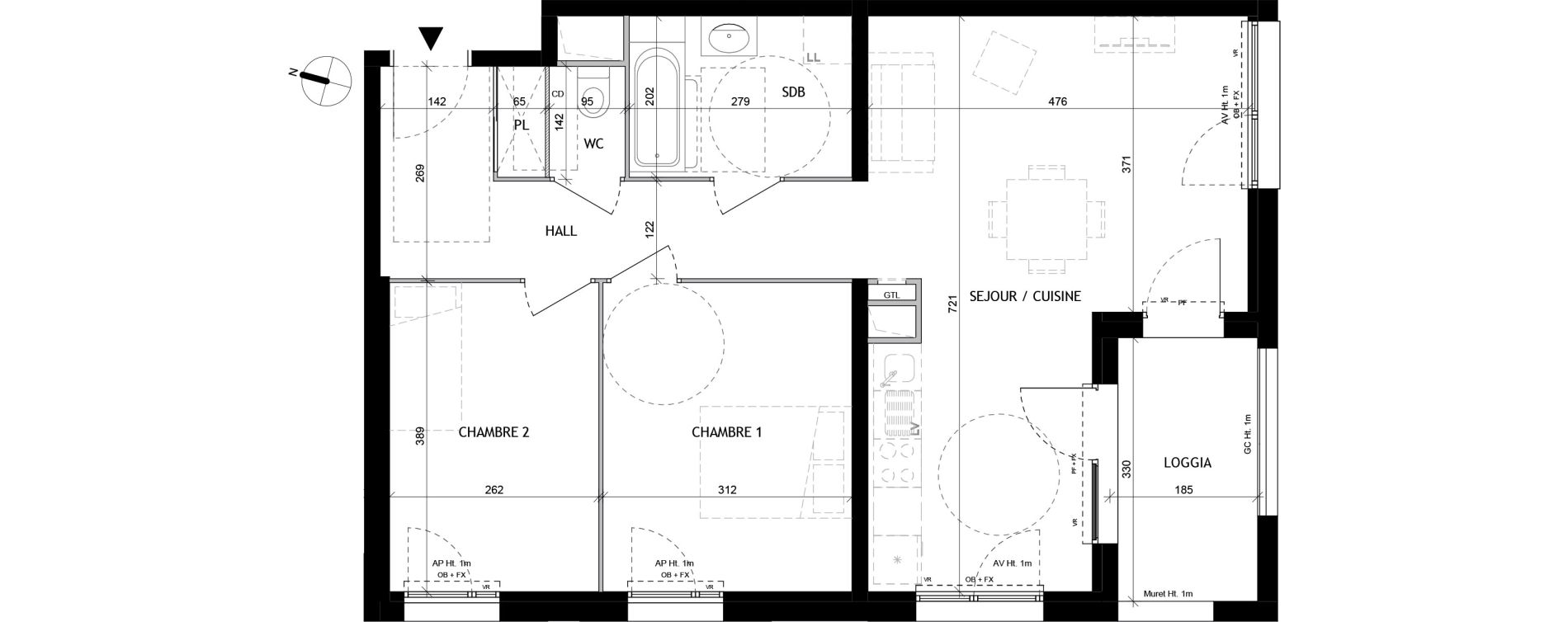 Appartement T3 de 66,40 m2 &agrave; Tourcoing Tourcoing l'union