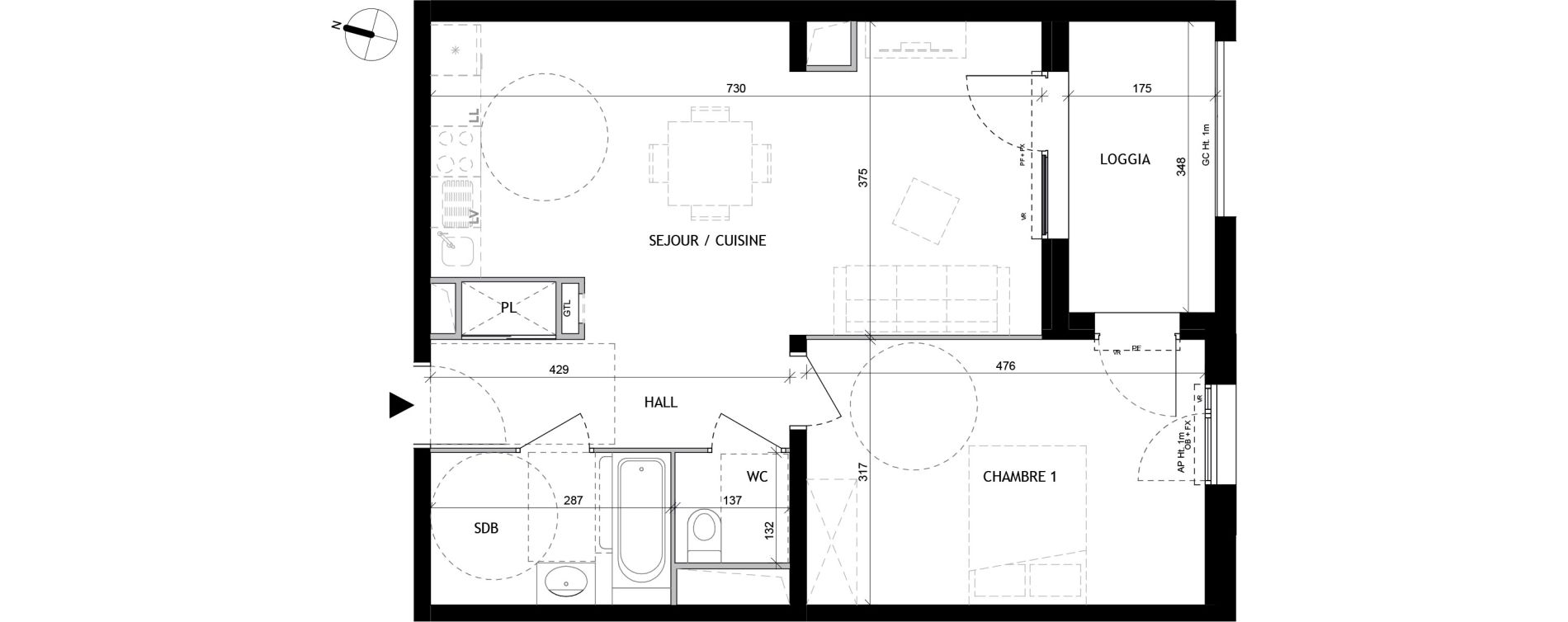 Appartement T2 de 54,20 m2 &agrave; Tourcoing Tourcoing l'union