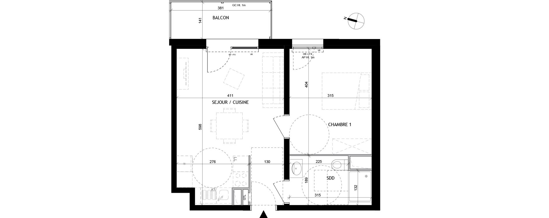 Appartement T2 de 41,70 m2 &agrave; Tourcoing Tourcoing l'union