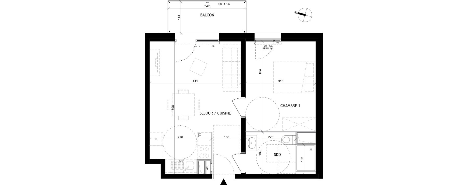 Appartement T2 de 41,70 m2 &agrave; Tourcoing Tourcoing l'union