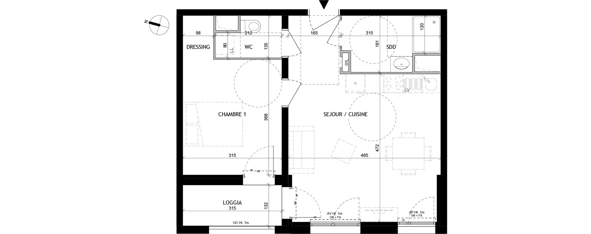 Appartement T2 de 46,00 m2 &agrave; Tourcoing Tourcoing l'union