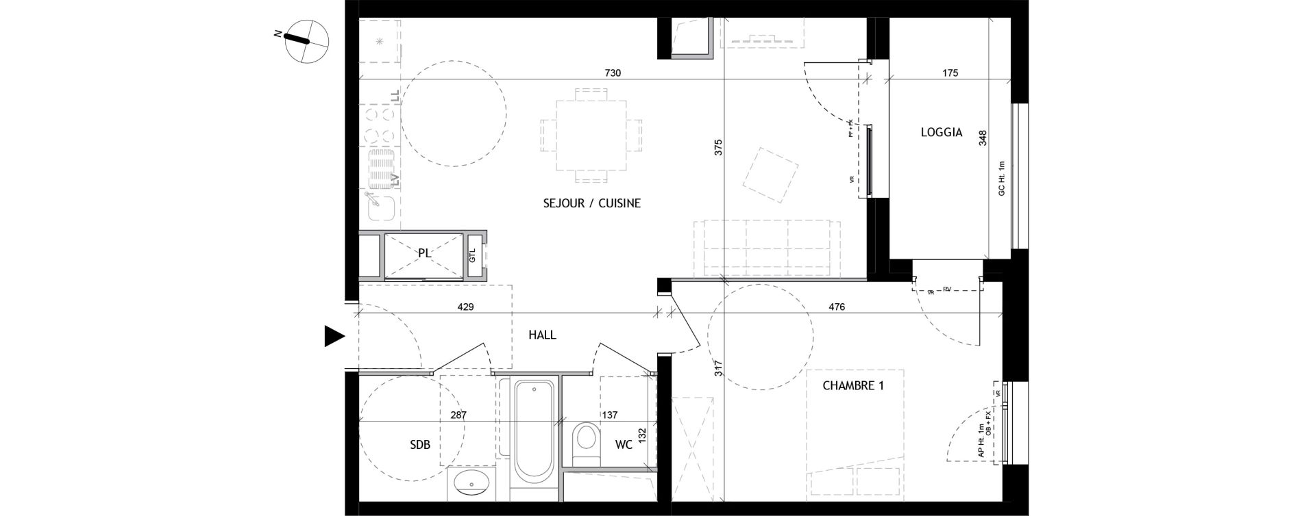 Appartement T2 de 54,20 m2 &agrave; Tourcoing Tourcoing l'union