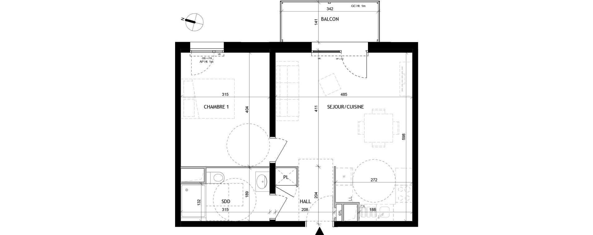 Appartement T2 de 46,30 m2 &agrave; Tourcoing Tourcoing l'union