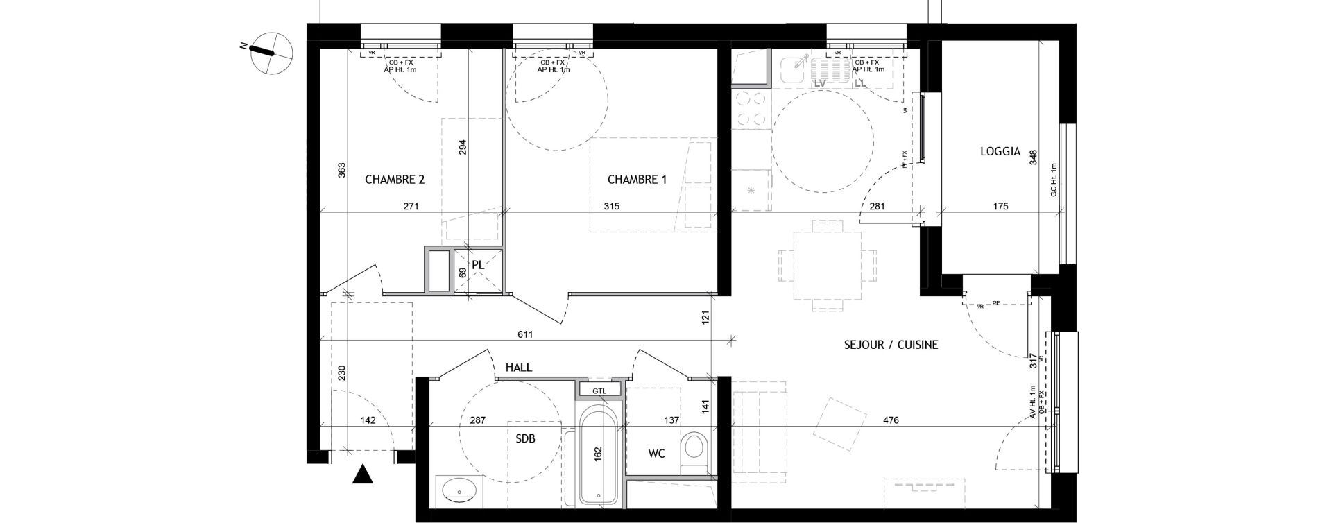 Appartement T3 de 62,10 m2 &agrave; Tourcoing Tourcoing l'union