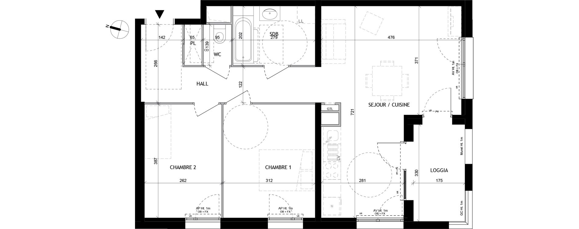 Appartement T3 de 66,40 m2 &agrave; Tourcoing Tourcoing l'union