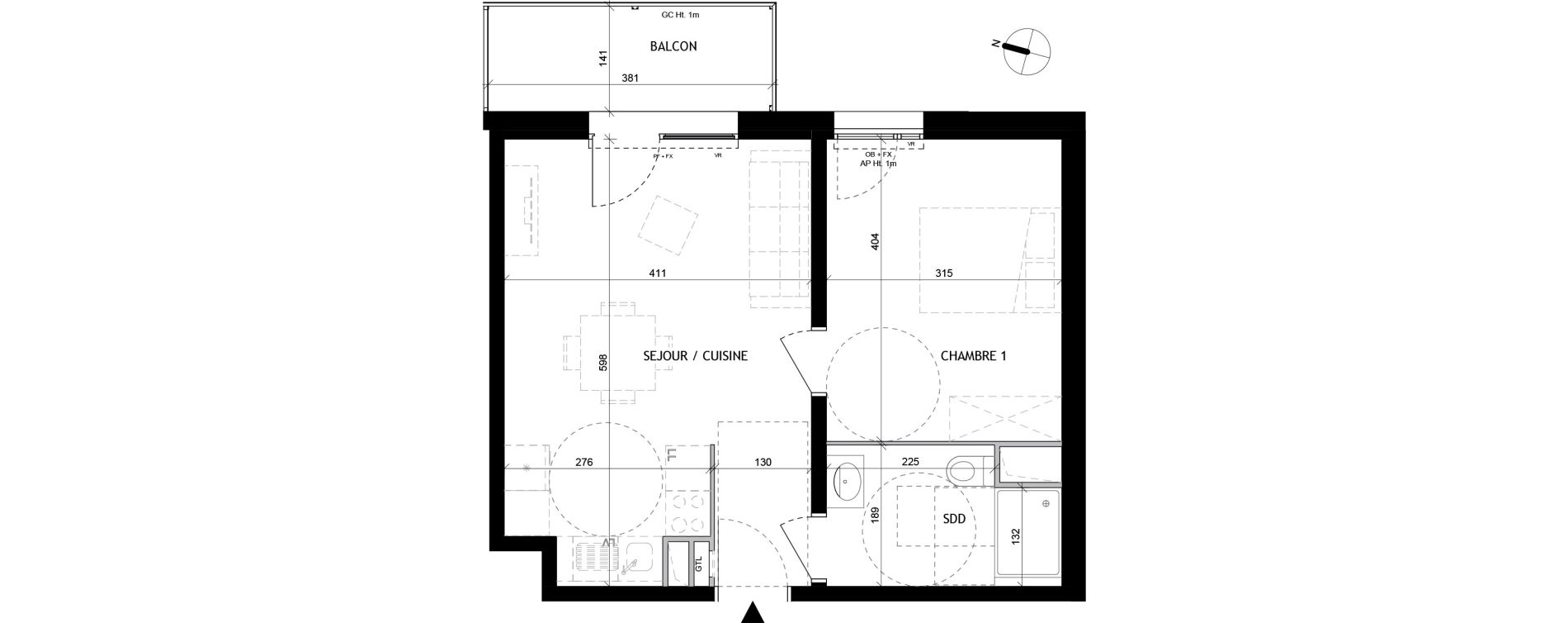 Appartement T2 de 41,70 m2 &agrave; Tourcoing Tourcoing l'union