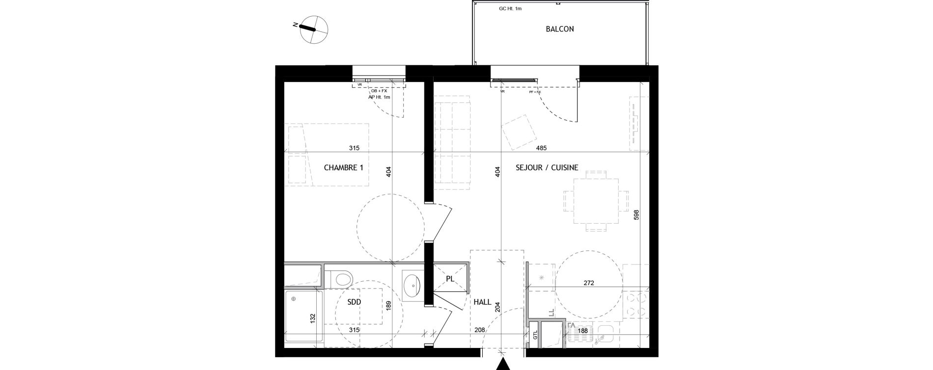 Appartement T2 de 46,30 m2 &agrave; Tourcoing Tourcoing l'union