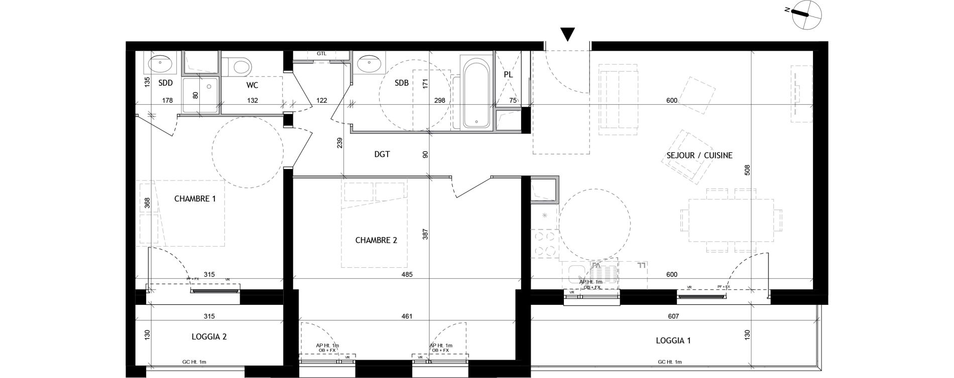 Appartement T3 de 76,10 m2 &agrave; Tourcoing Tourcoing l'union