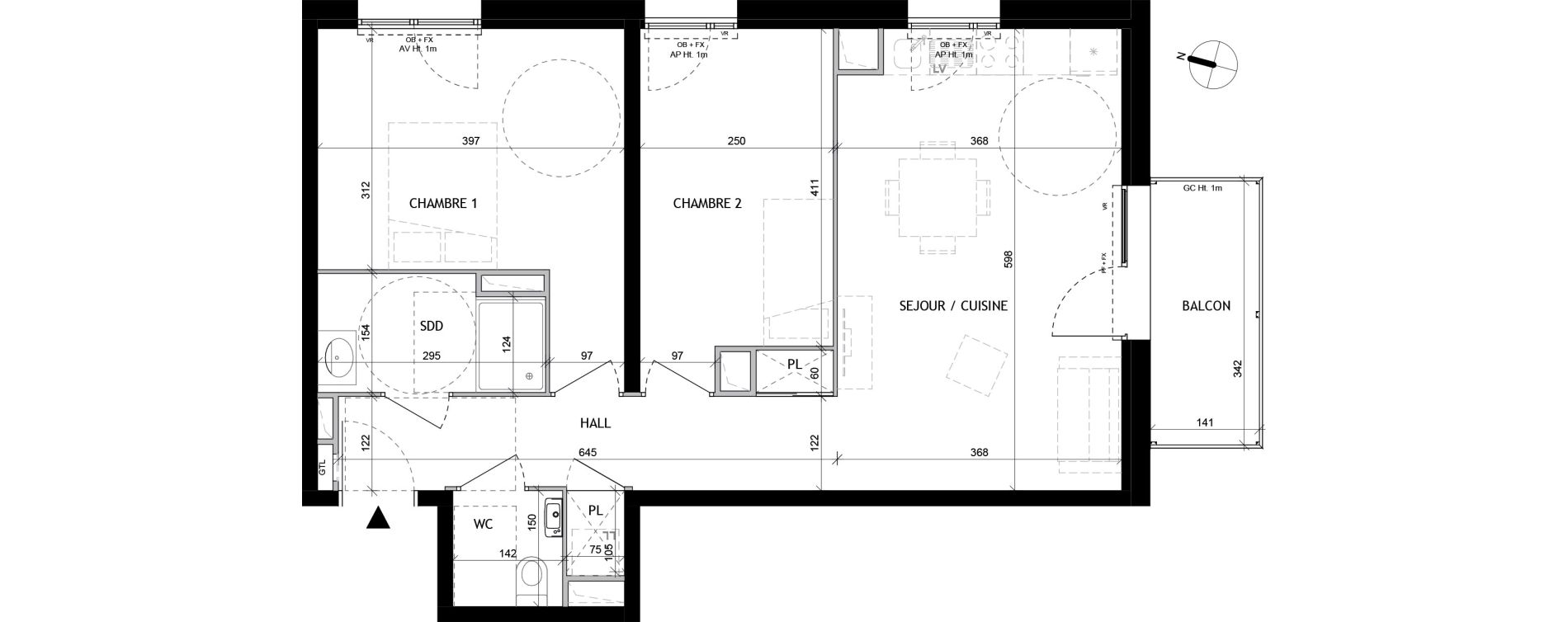 Appartement T3 de 62,00 m2 &agrave; Tourcoing Tourcoing l'union