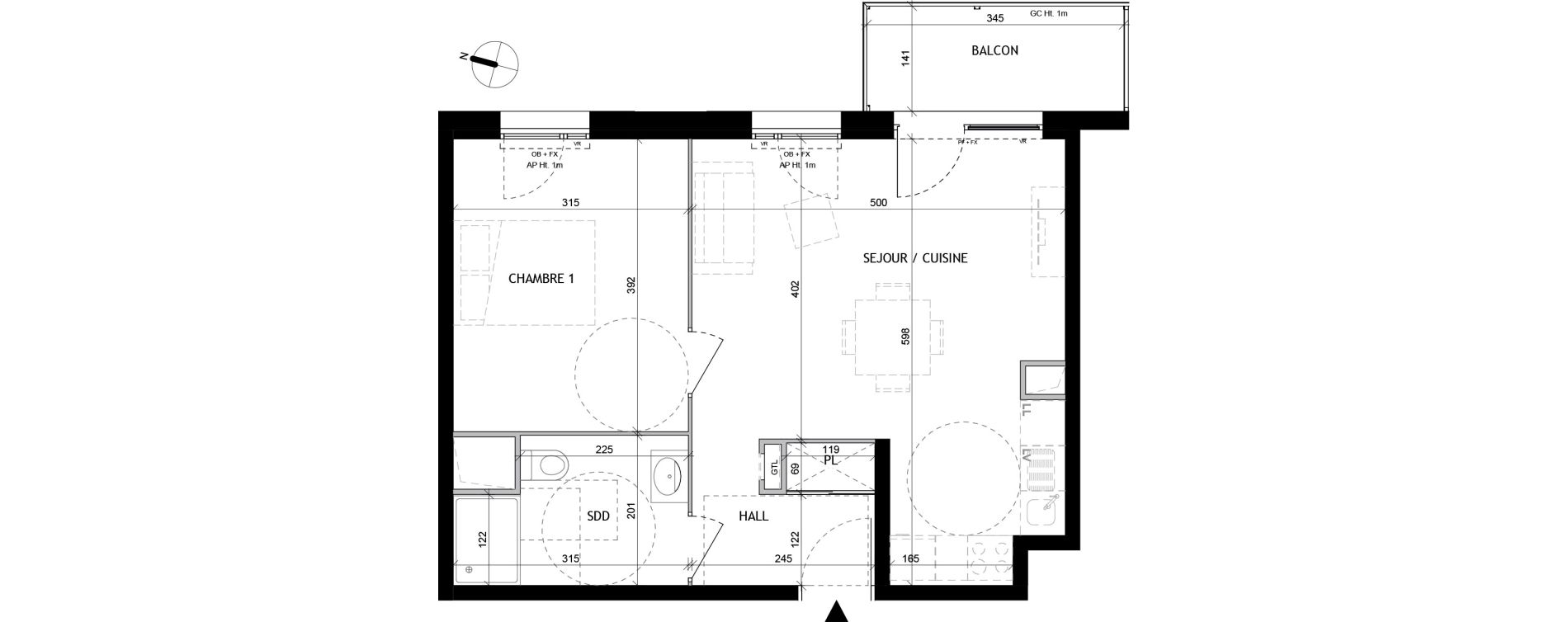 Appartement T2 de 46,30 m2 &agrave; Tourcoing Tourcoing l'union