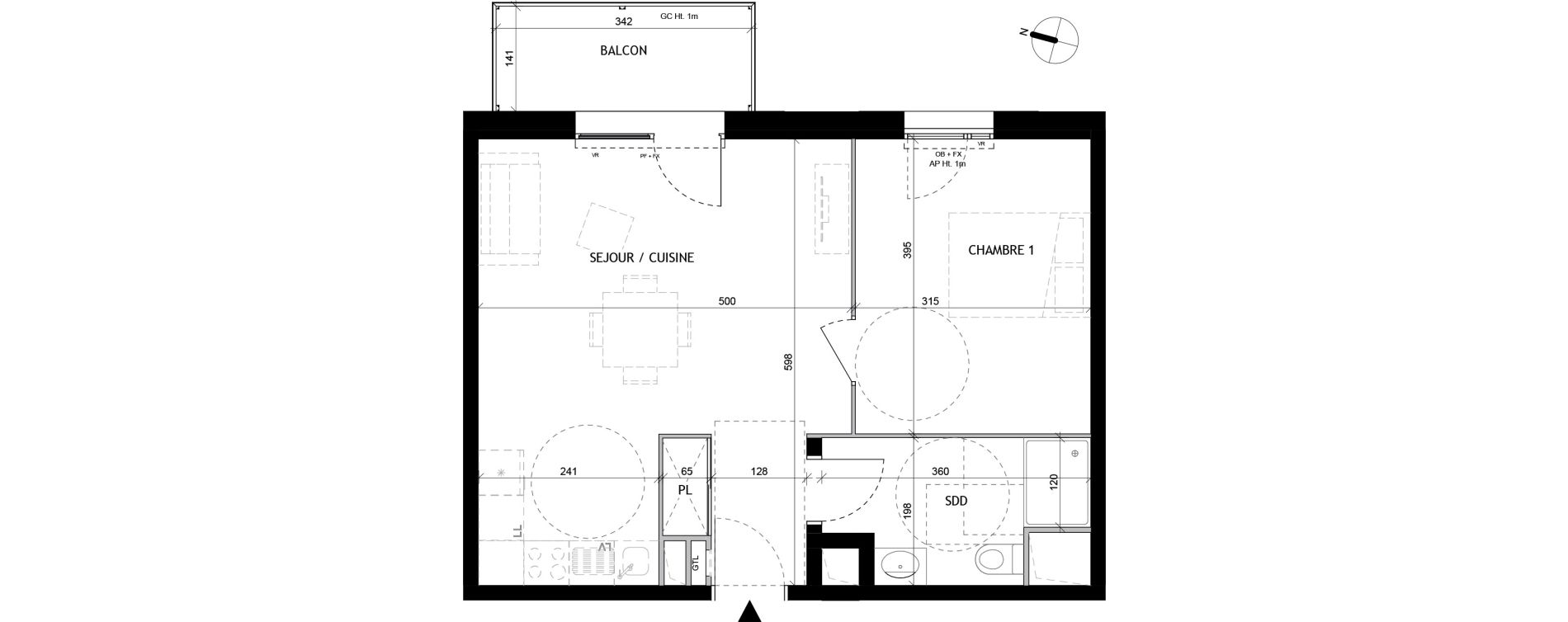 Appartement T2 de 46,40 m2 &agrave; Tourcoing Tourcoing l'union