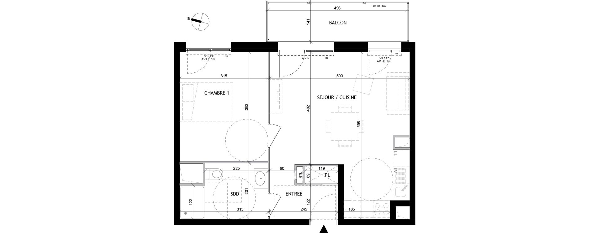 Appartement T2 de 46,30 m2 &agrave; Tourcoing Tourcoing l'union