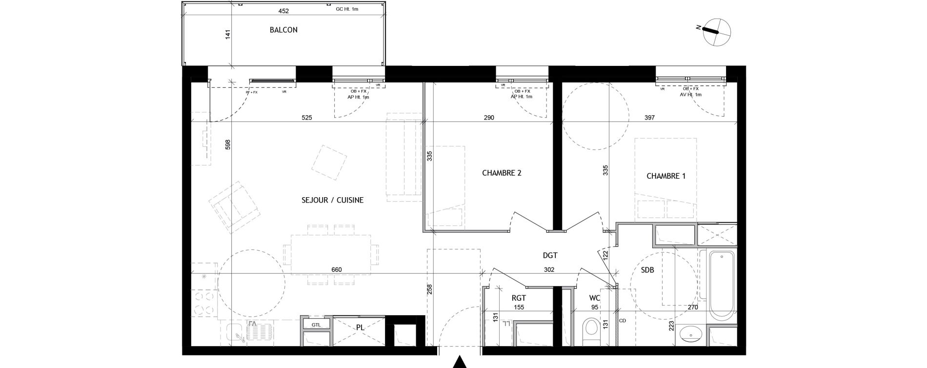 Appartement T3 de 69,20 m2 &agrave; Tourcoing Tourcoing l'union