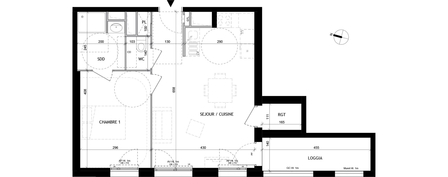 Appartement T2 de 47,70 m2 &agrave; Tourcoing Tourcoing l'union