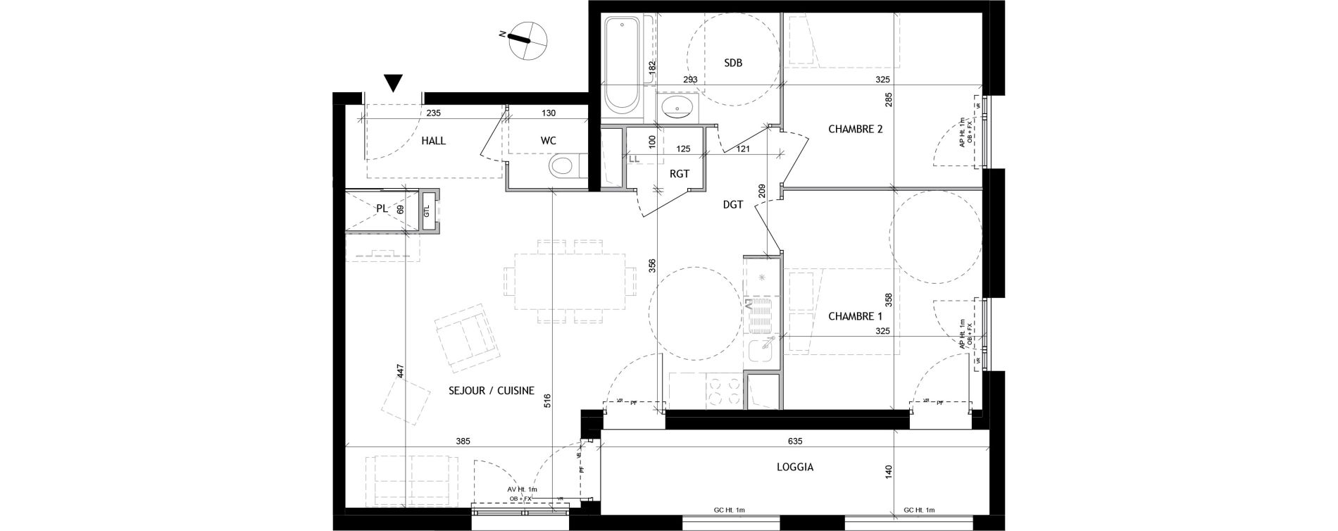 Appartement T3 de 64,80 m2 &agrave; Tourcoing Tourcoing l'union