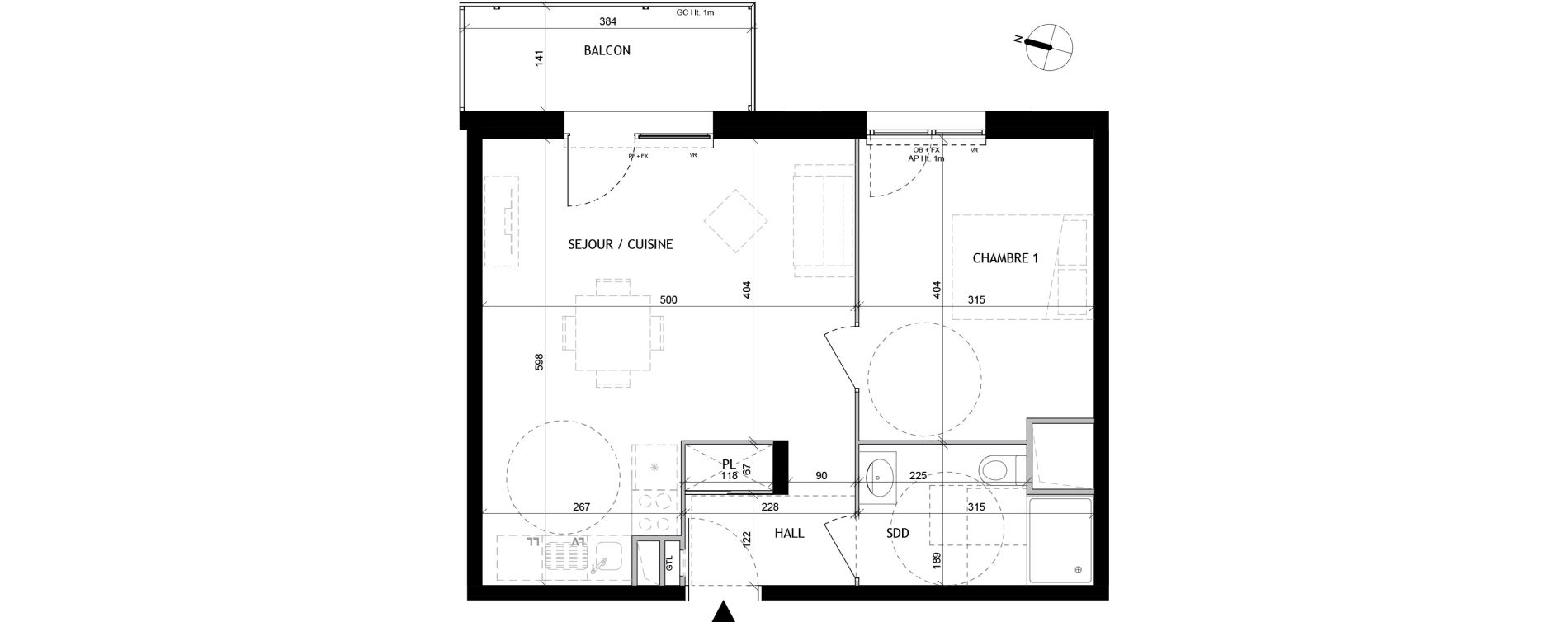 Appartement T2 de 47,00 m2 &agrave; Tourcoing Tourcoing l'union