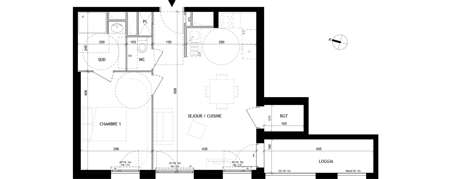 Appartement T2 de 47,70 m2 &agrave; Tourcoing Tourcoing l'union