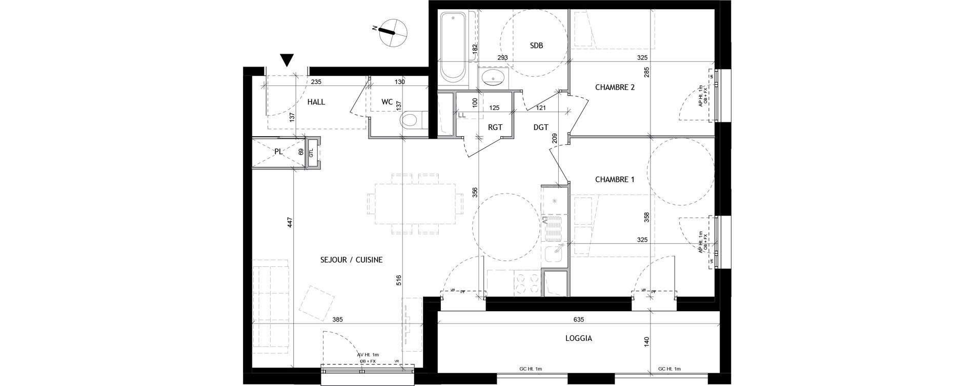 Appartement T3 de 64,80 m2 &agrave; Tourcoing Tourcoing l'union