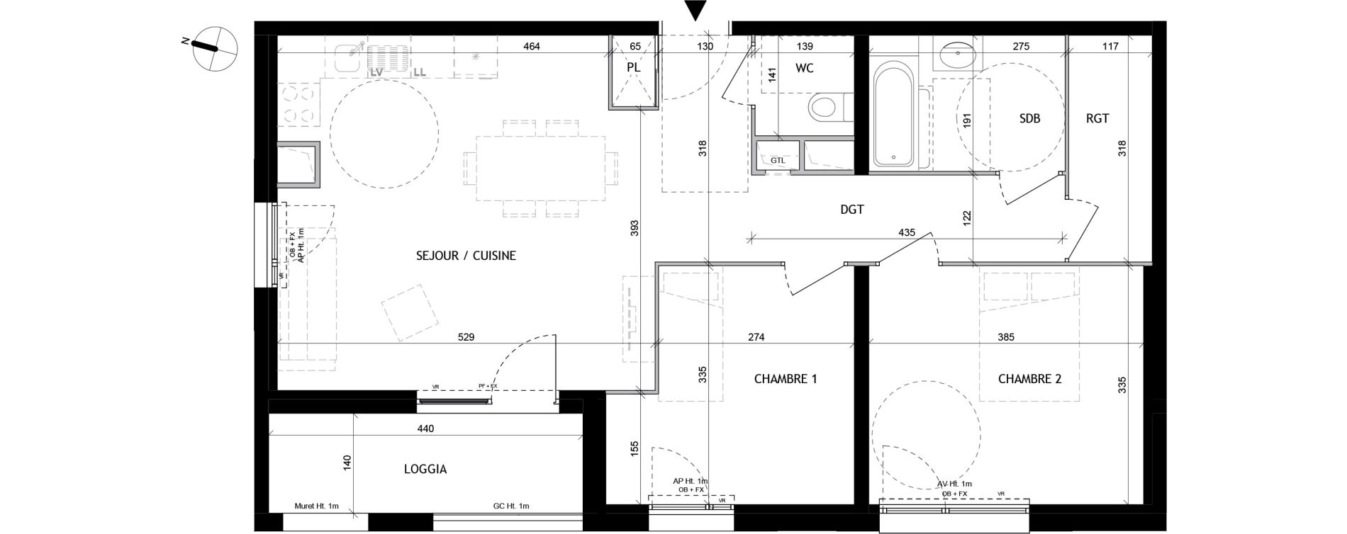 Appartement T3 de 69,70 m2 &agrave; Tourcoing Tourcoing l'union