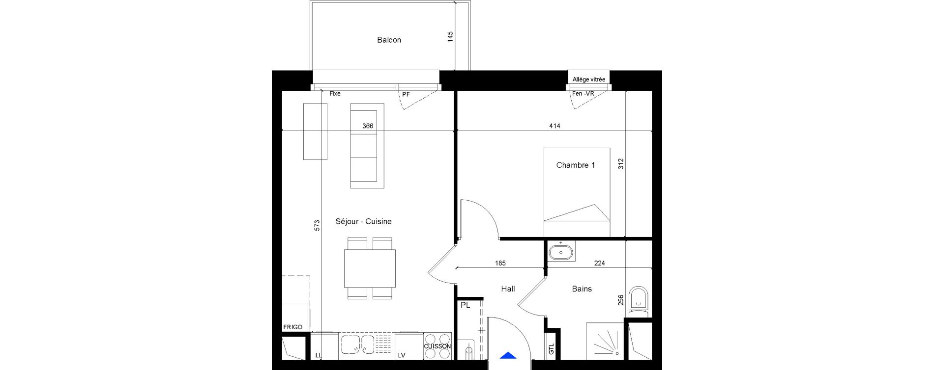Appartement T2 de 43,21 m2 &agrave; Tourcoing Virolois