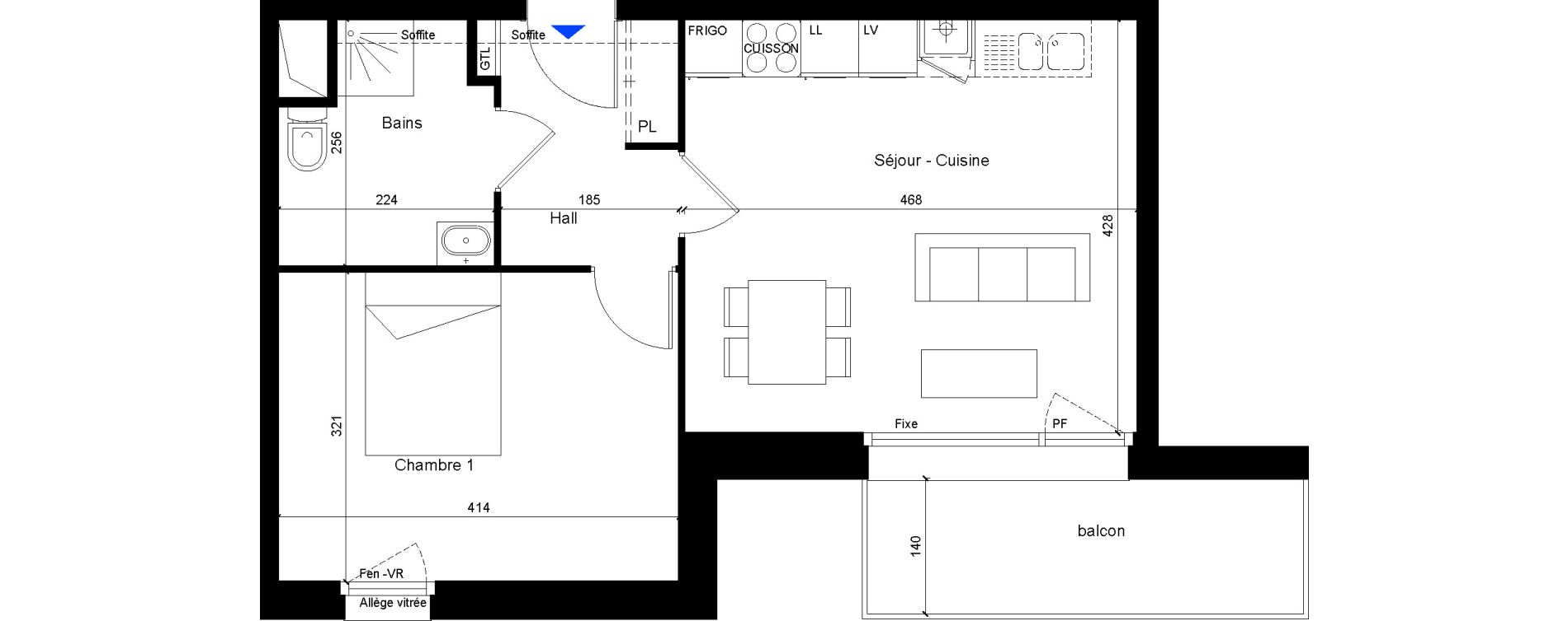 Appartement T2 de 43,00 m2 &agrave; Tourcoing Virolois