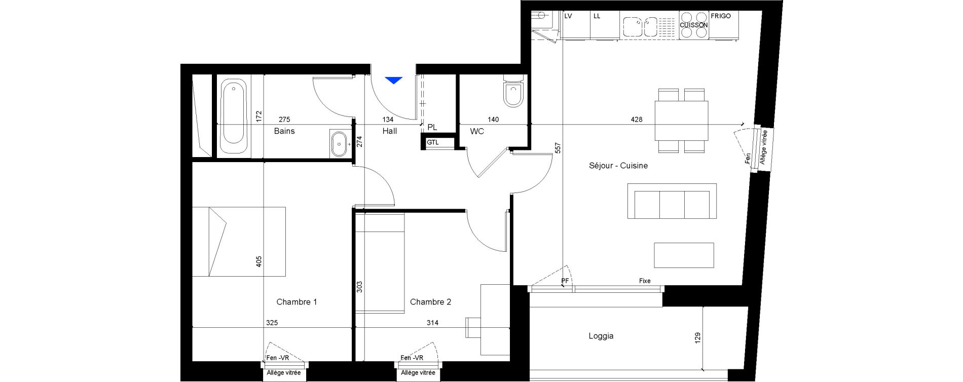 Appartement T3 de 62,12 m2 &agrave; Tourcoing Virolois