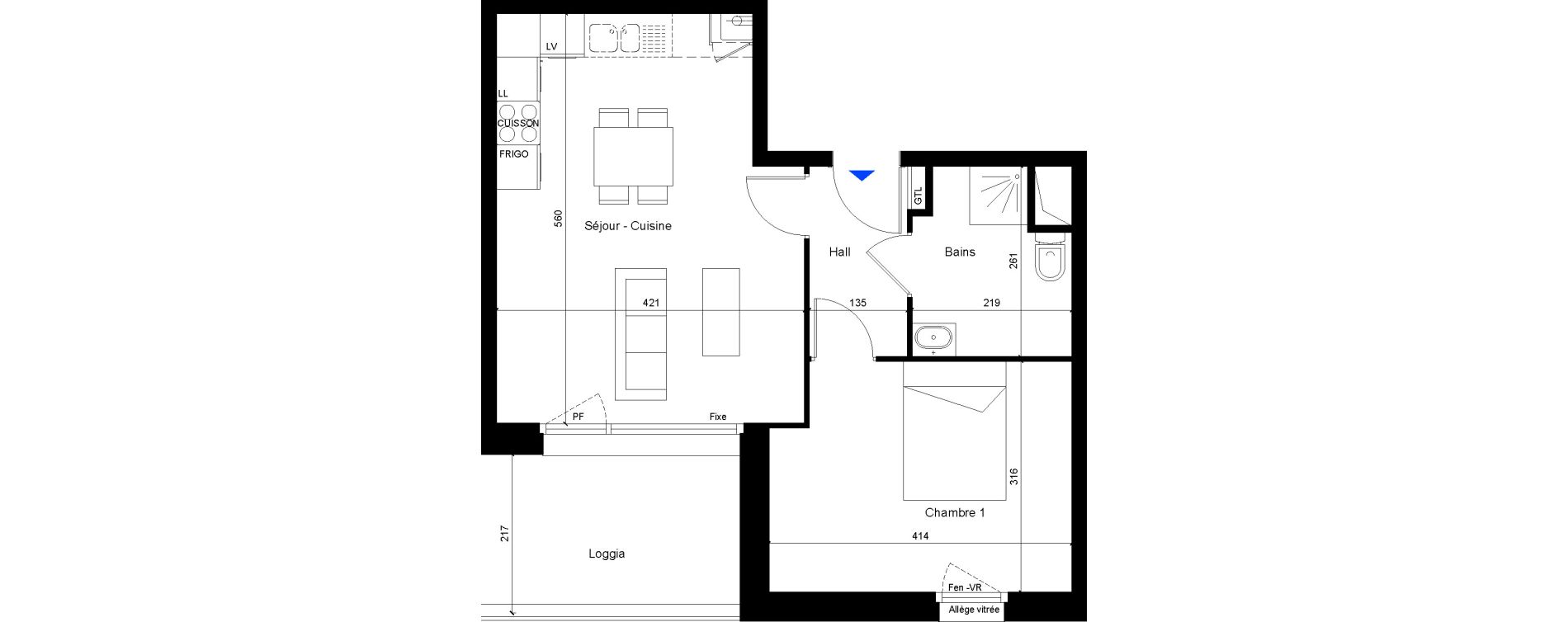 Appartement T2 de 43,17 m2 &agrave; Tourcoing Virolois