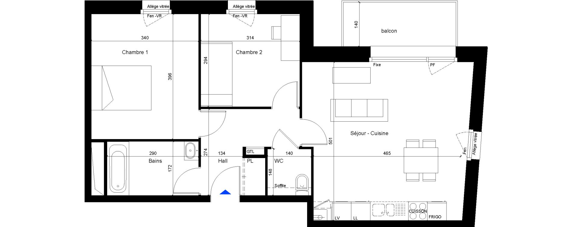 Appartement T3 de 61,89 m2 &agrave; Tourcoing Virolois