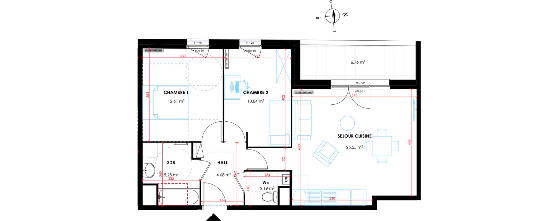 Appartement T3 de 61,15 m2 &agrave; Tourcoing Flocon - blanche porte