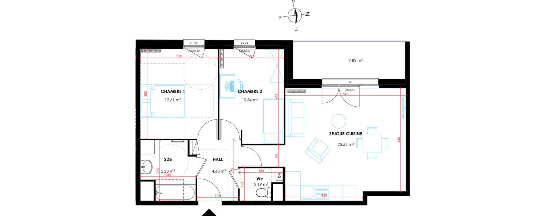Appartement T3 de 61,15 m2 &agrave; Tourcoing Flocon - blanche porte