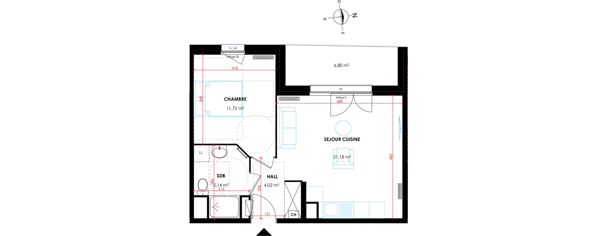 Appartement T2 de 42,06 m2 &agrave; Tourcoing Flocon - blanche porte