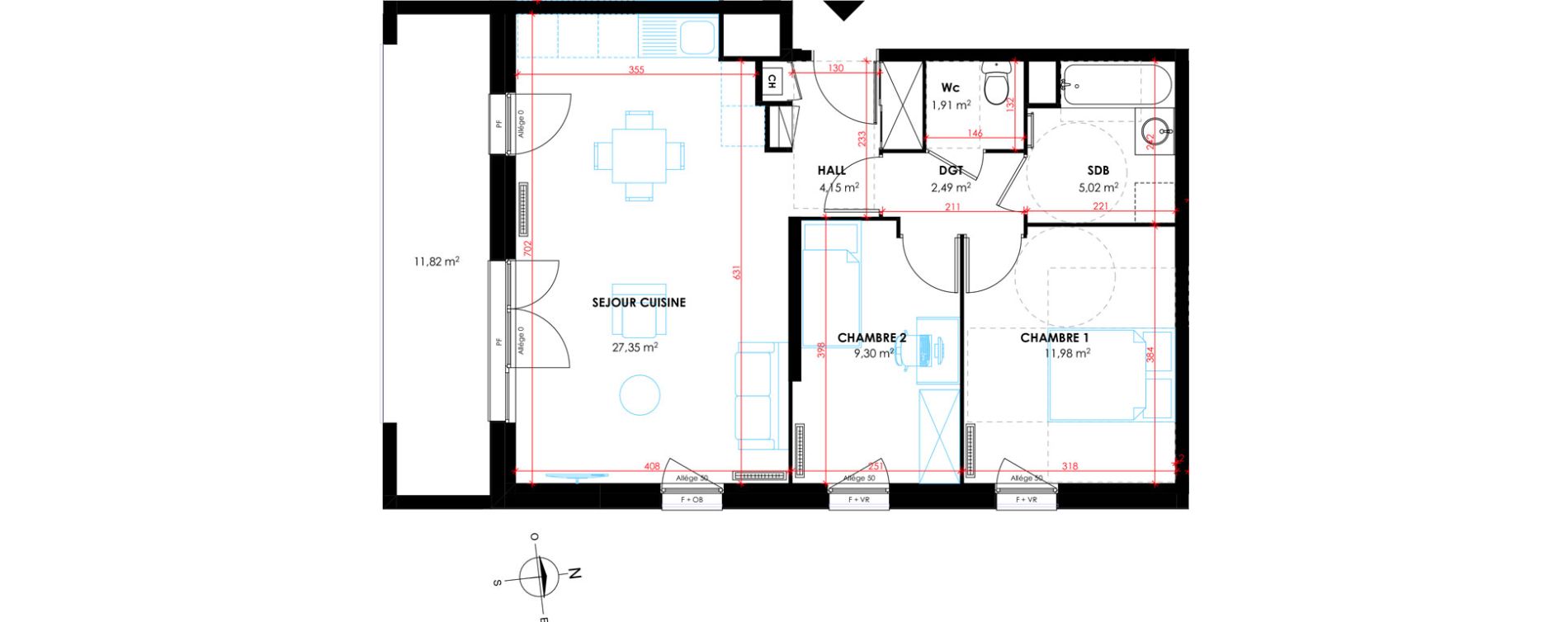 Appartement T3 de 62,20 m2 &agrave; Tourcoing Flocon - blanche porte