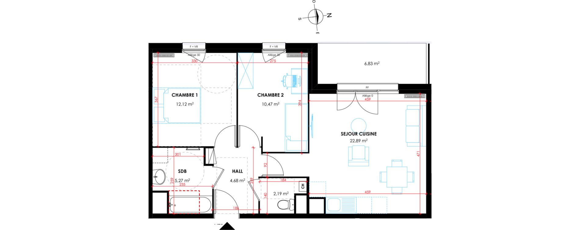 Appartement T3 de 57,62 m2 &agrave; Tourcoing Flocon - blanche porte