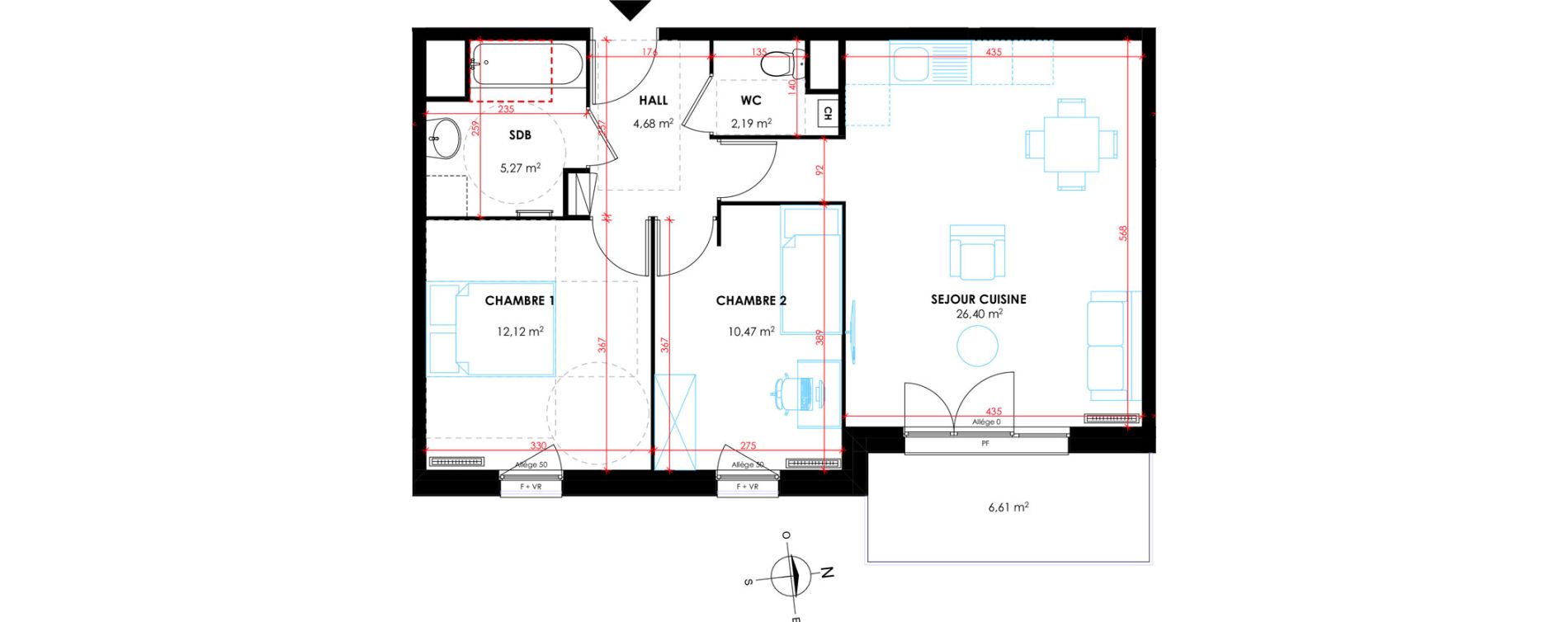 Appartement T3 de 61,13 m2 &agrave; Tourcoing Flocon - blanche porte