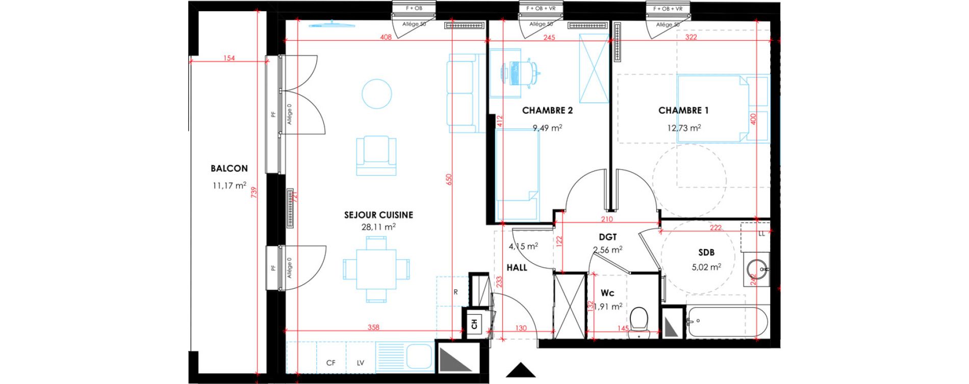 Appartement T3 de 63,97 m2 &agrave; Tourcoing Flocon - blanche porte